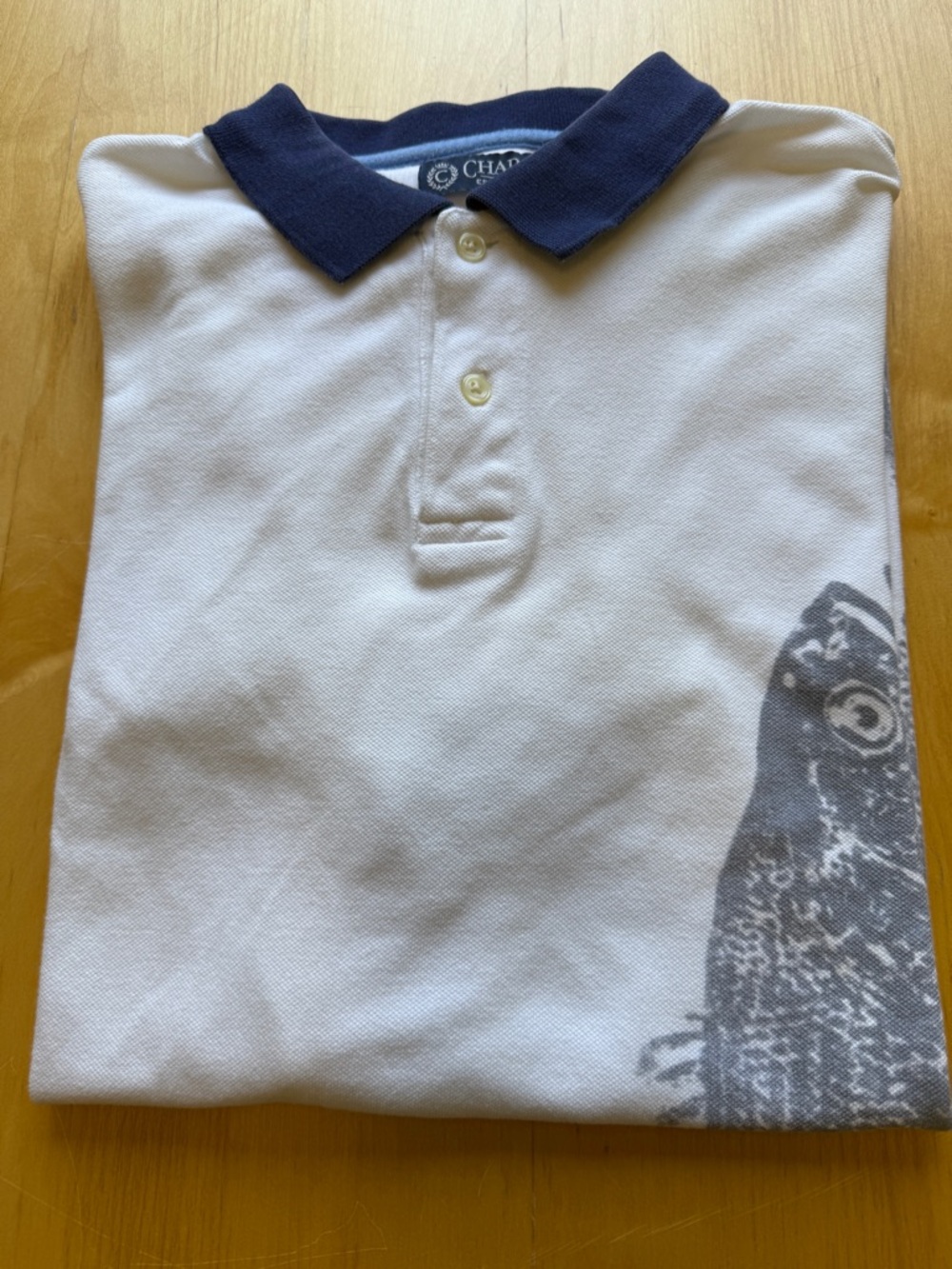 Chaps Polo Shirt XL White Fishing Graphic Big Bass Tournament Cotton